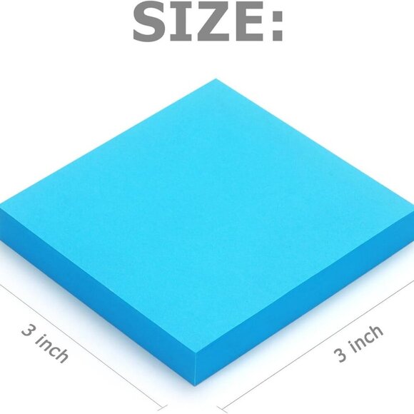 Pop Up Sticky Notes 3x3 inch Bright Colors Self-Stick Pads 12 Pack 1200 Sheets - Picture 3 of 8